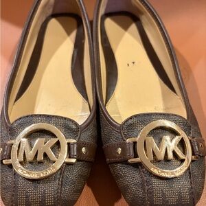 Michael Kors Dark Brown Flats with Gold Logo